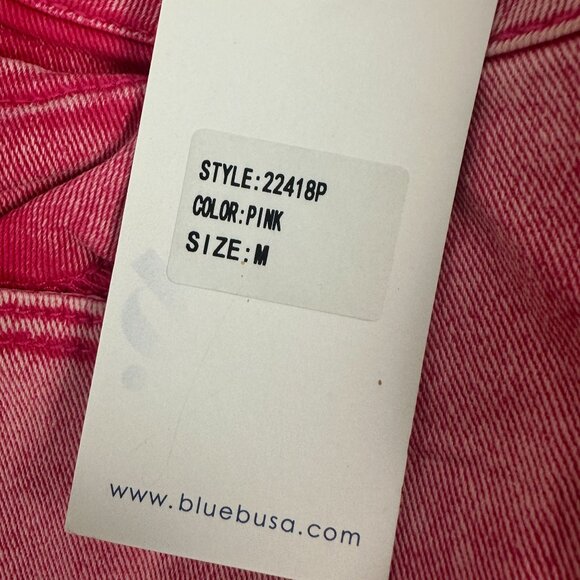 Blue b Collection Pink Denim Jeans Rhinestone Accents Distressed Knees & Flared - Picture 6 of 6